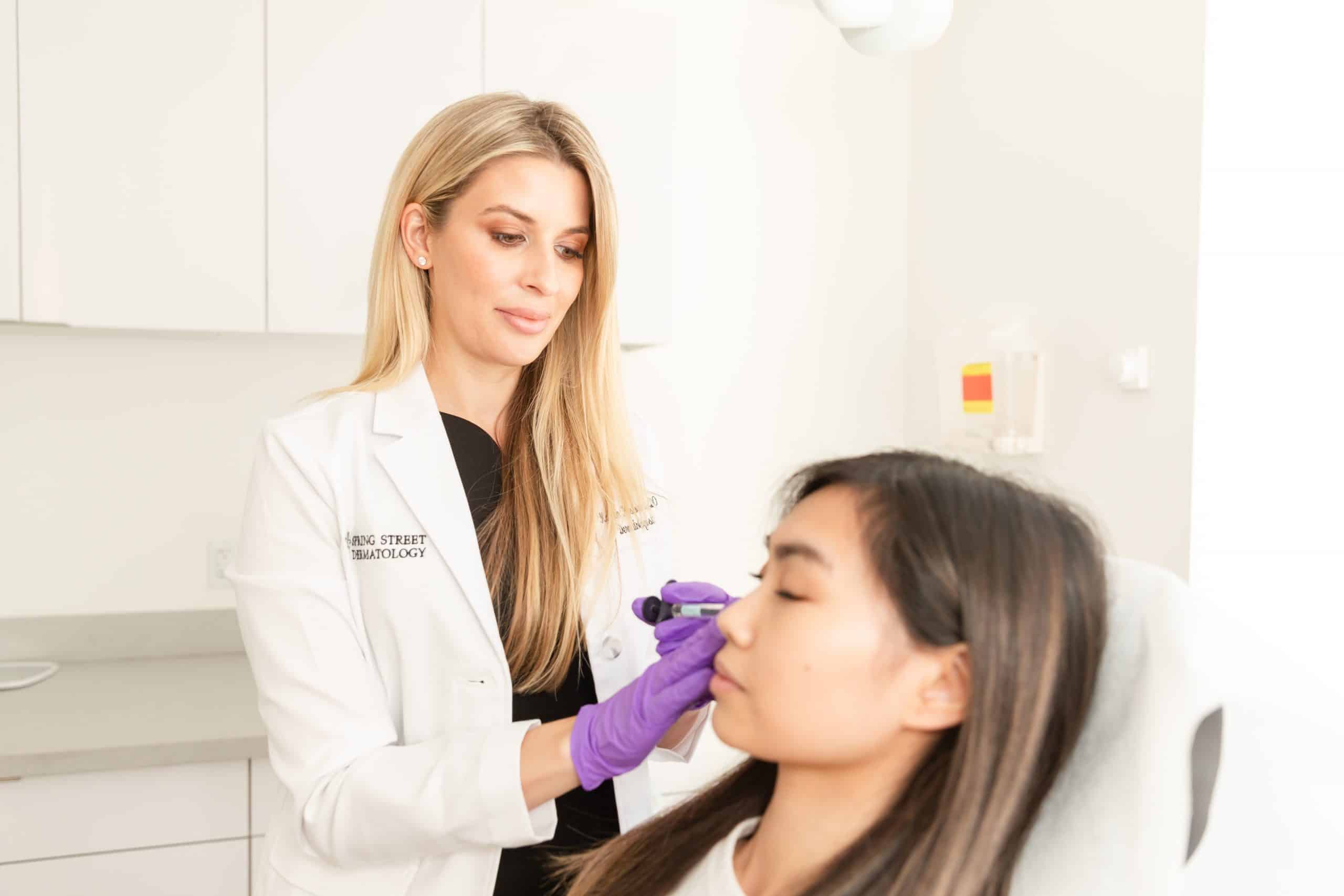 patient receiving Restylane® Refyne and Defyne dermal filler injections from a NYC dermatologist
