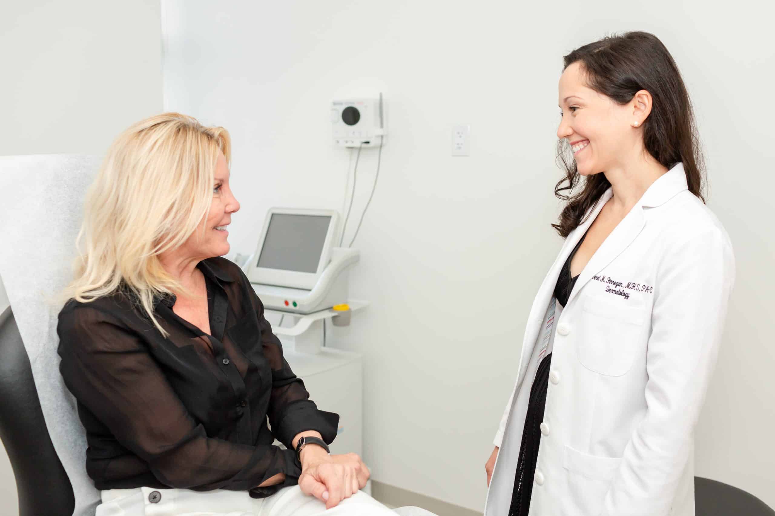 patient consulting with a certified physician's assistant about Juvederm Voluma filler injections in Manhattan, NYC